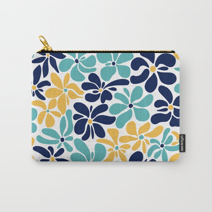 Abstract Flower, Yellow, Navy, Teal Carry All Pouch Gallery Image 1