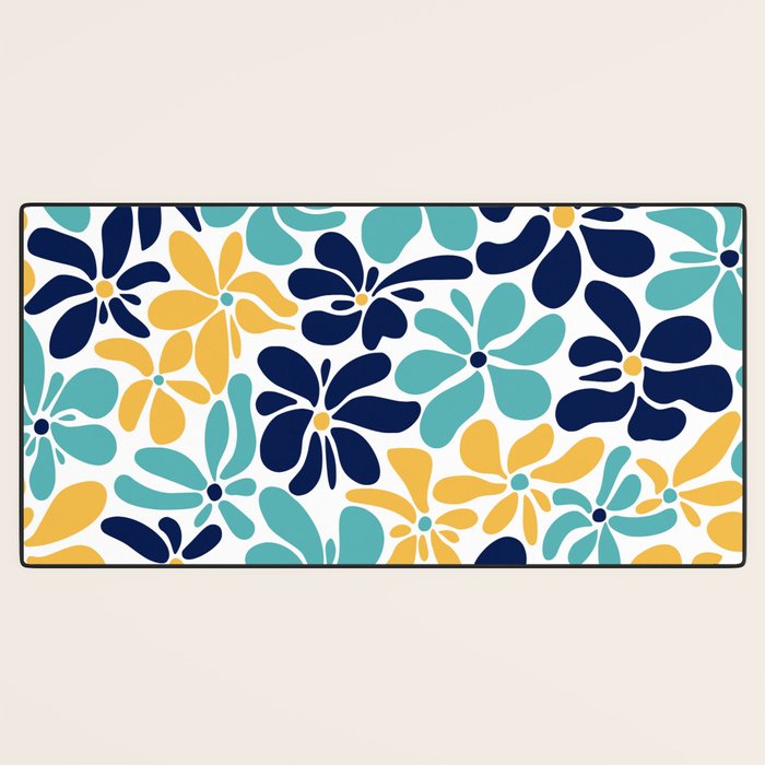 Abstract Flower, Yellow, Navy, Teal Desk Mat Gallery Image 3
