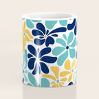 Abstract Flower, Yellow, Navy, Teal Coffee Mug Gallery Image 4