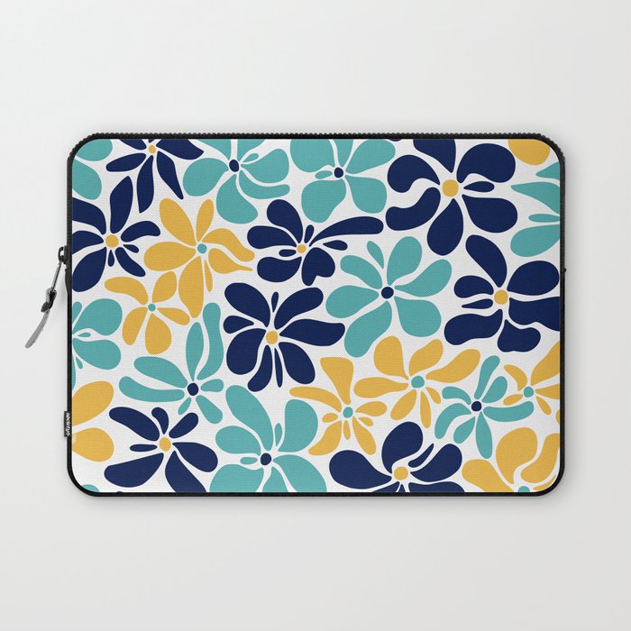 Abstract Flower, Yellow, Navy, Teal Laptop Sleeve Gallery Image 1