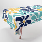 Abstract Flower, Yellow, Navy, Teal Tablecloth Gallery Image 1