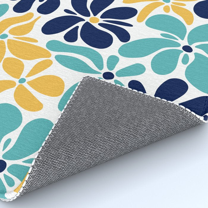 Abstract Flower, Yellow, Navy, Teal Rug Gallery Image 4