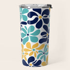 Abstract Flower, Yellow, Navy, Teal Travel Mug Gallery Image 2