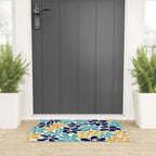 Abstract Flower, Yellow, Navy, Teal Welcome Mat Gallery Image 3