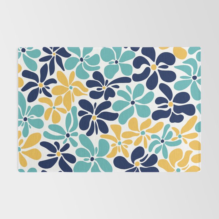 Abstract Flower, Yellow, Navy, Teal Rug Gallery Image 2