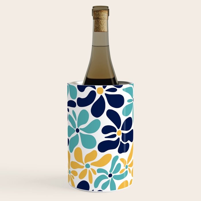 Abstract Flower, Yellow, Navy, Teal Wine Chiller Gallery Image 3