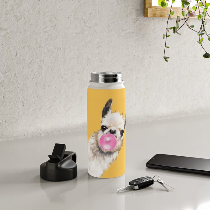 Bubble Gum Sneaky Llama in Yellow Water Bottle Gallery Image 5