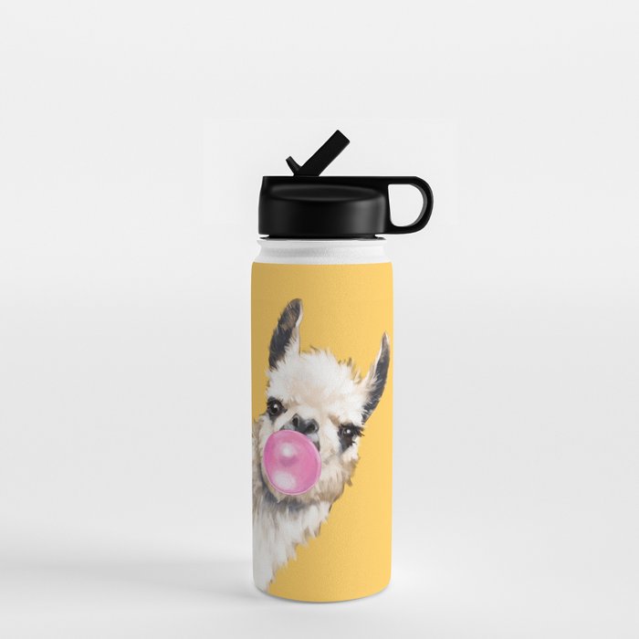 Bubble Gum Sneaky Llama in Yellow Water Bottle Gallery Image 1