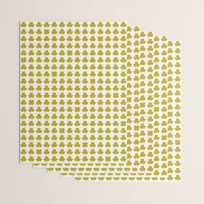 Clovers XIX Chartreuse Botanical Pattern Wrapping Paper Gallery Image 3