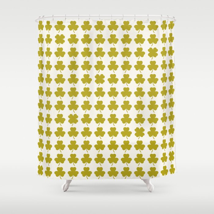 Clovers XIX Chartreuse Botanical Pattern Shower Curtain Gallery Image 1