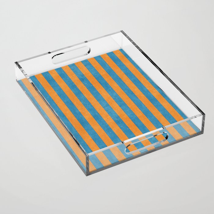 STRIPES - 005 - blue and orange Acrylic Tray Gallery Image 1