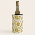Yellow/Gold Alien Abduction Toile De Jouy Pattern Wine Chiller Gallery Image 1