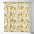 Yellow/Gold Alien Abduction Toile De Jouy Pattern Window Curtain Gallery Image 5