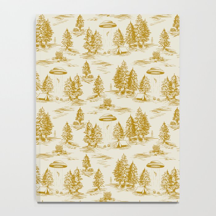 Yellow/Gold Alien Abduction Toile De Jouy Pattern Notebook Gallery Image 4