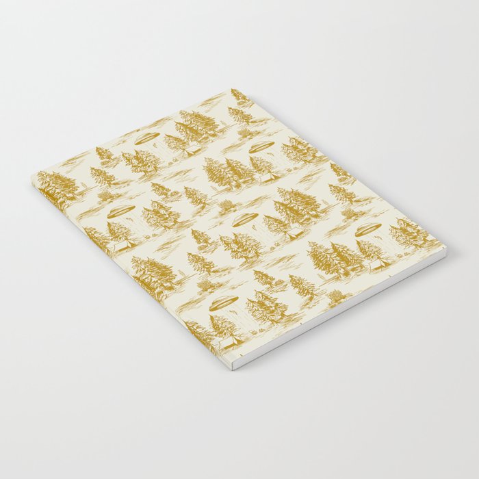 Yellow/Gold Alien Abduction Toile De Jouy Pattern Notebook Gallery Image 2