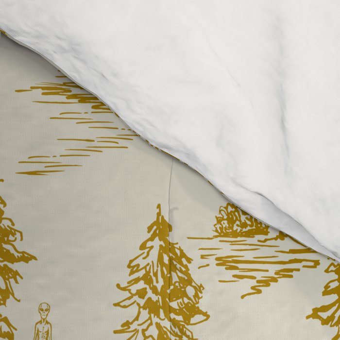 Yellow/Gold Alien Abduction Toile De Jouy Pattern Comforter Gallery Image 4