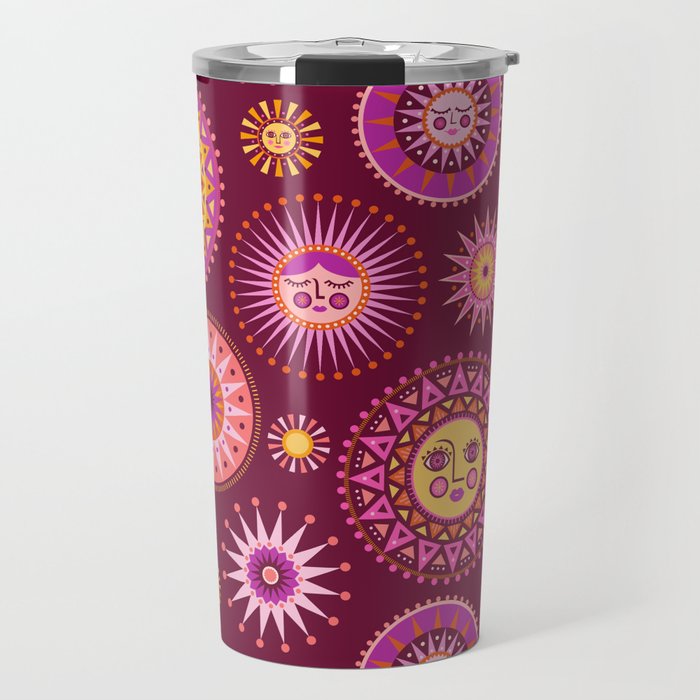 Here Comes the Sun - Pink and Magenta Travel Mug Gallery Image 1