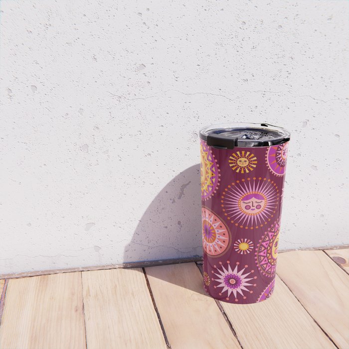 Here Comes the Sun - Pink and Magenta Travel Mug Gallery Image 4