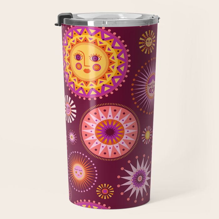 Here Comes the Sun - Pink and Magenta Travel Mug Gallery Image 3