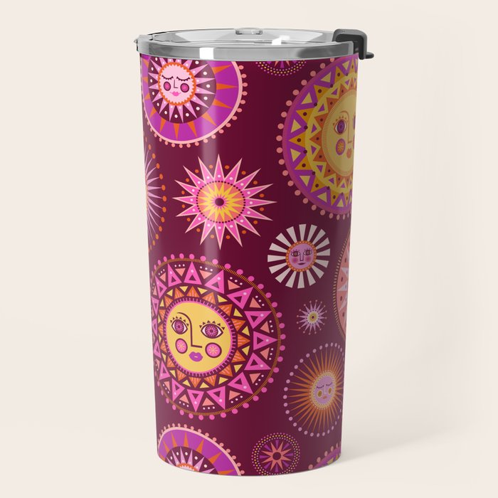 Here Comes the Sun - Pink and Magenta Travel Mug Gallery Image 2