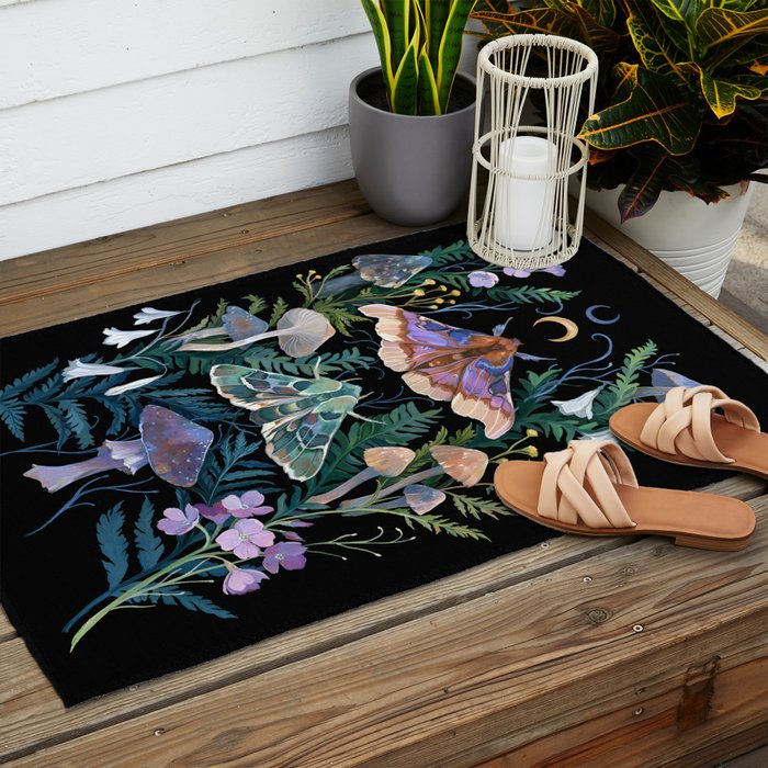 Sphinx Moth Moon Garden Outdoor Rug Gallery Image 2