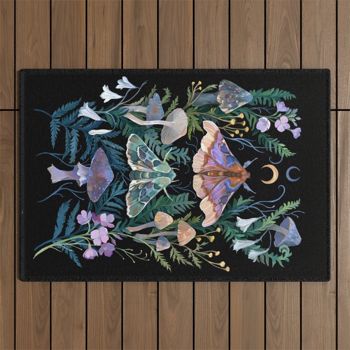 Sphinx Moth Moon Garden Outdoor Rug Gallery Image 1