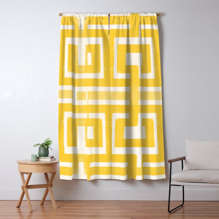 Corn Maze - Yellow Geometric Abstract Window Curtain Gallery Image 5