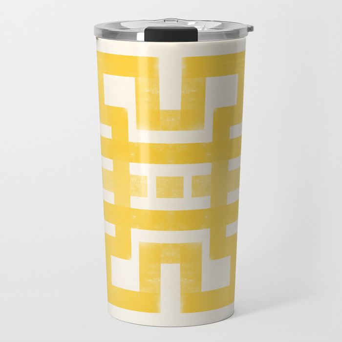 Corn Maze - Yellow Geometric Abstract Travel Mug Gallery Image 1