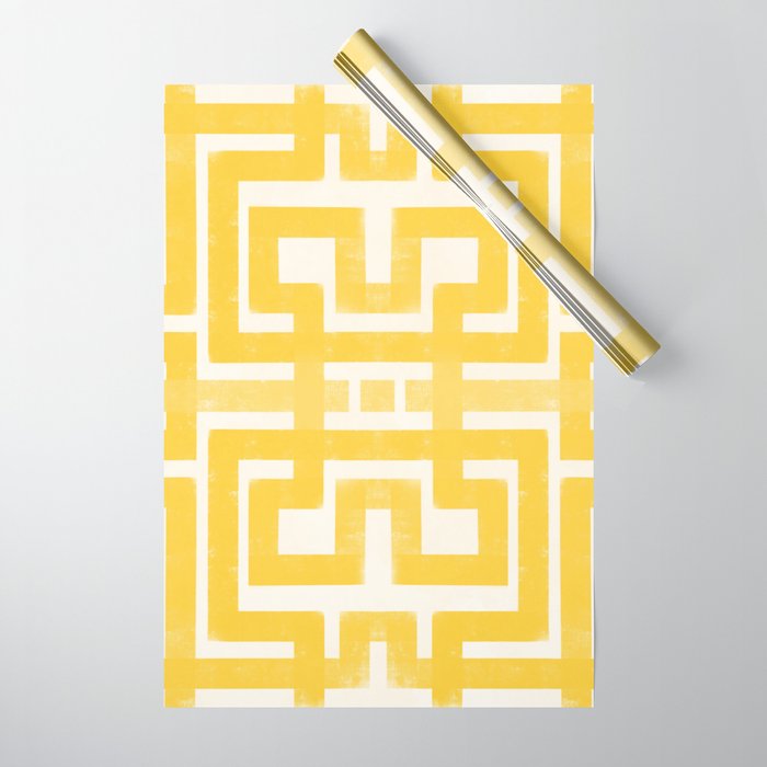 Corn Maze - Yellow Geometric Abstract Wrapping Paper Gallery Image 1