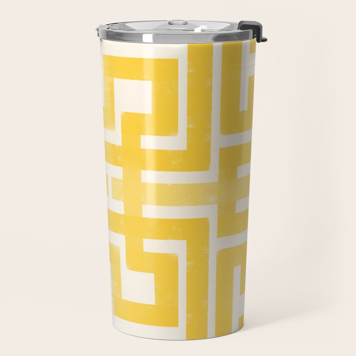 Corn Maze - Yellow Geometric Abstract Travel Mug Gallery Image 2