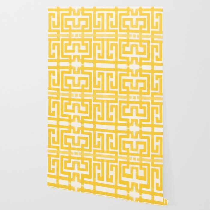 Corn Maze - Yellow Geometric Abstract Wallpaper Gallery Image 2