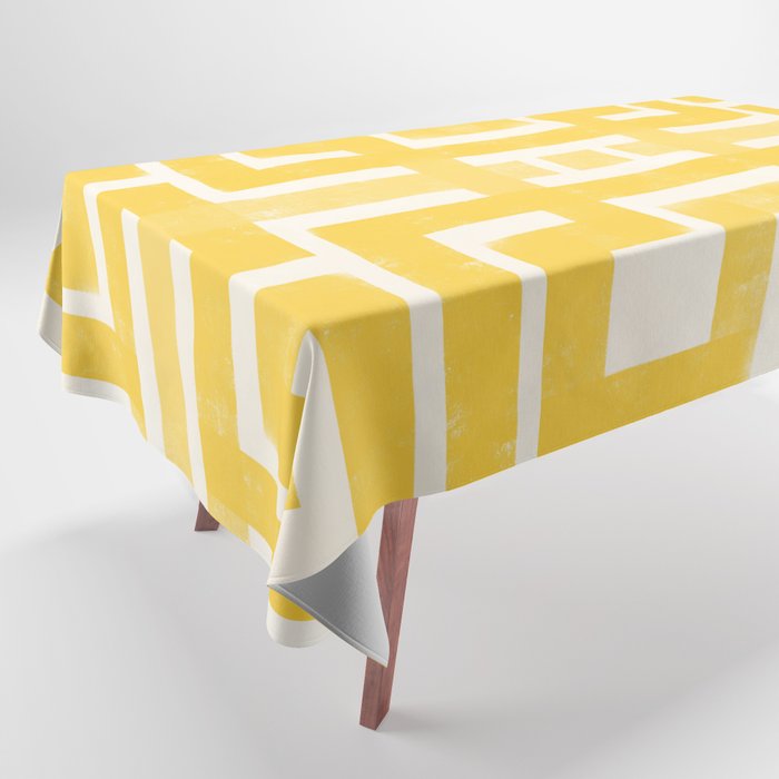 Corn Maze - Yellow Geometric Abstract Tablecloth Gallery Image 1