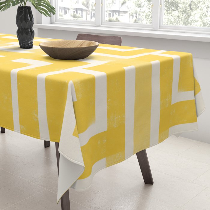 Corn Maze - Yellow Geometric Abstract Tablecloth Gallery Image 3