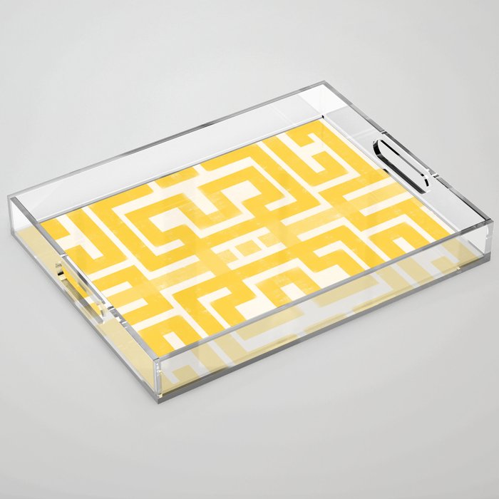 Corn Maze - Yellow Geometric Abstract Acrylic Tray Gallery Image 1