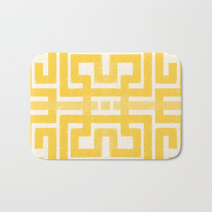 Corn Maze - Yellow Geometric Abstract Bath Mat Gallery Image 1