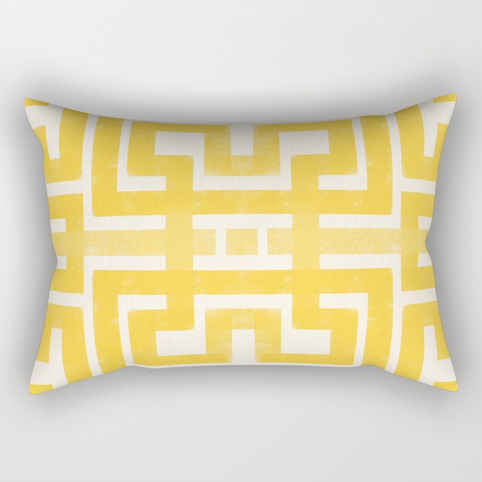 Corn Maze - Yellow Geometric Abstract Rectangular Pillow Gallery Image 2