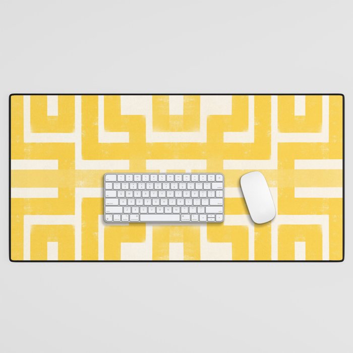 Corn Maze - Yellow Geometric Abstract Desk Mat Gallery Image 1