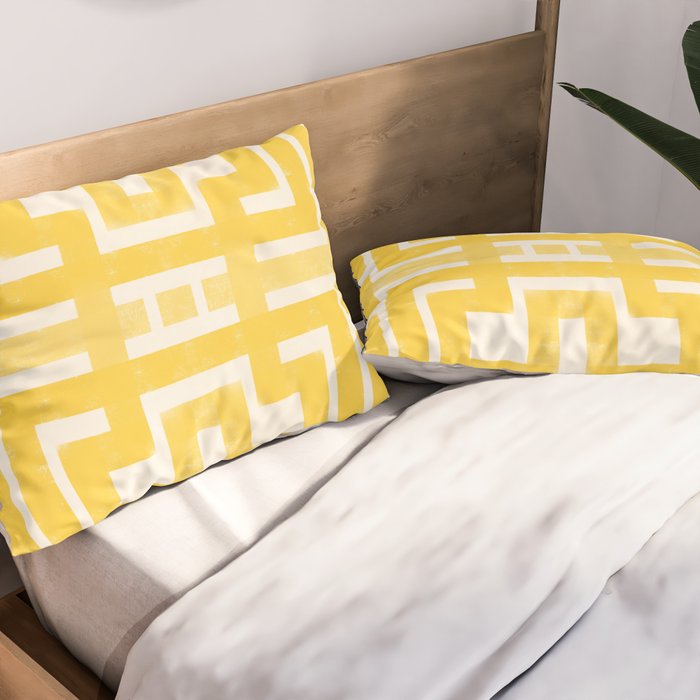 Corn Maze - Yellow Geometric Abstract Pillow Sham Gallery Image 2
