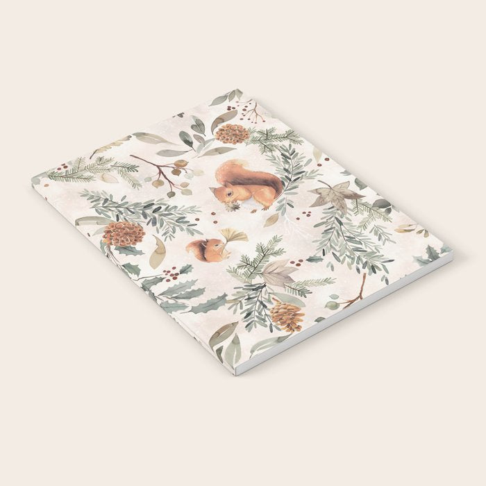 Harvest 2025 Woodland Squirrel Botanical Leaves Watercolor Ecru Notebook Gallery Image 2