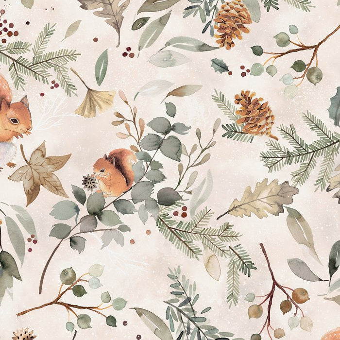Harvest 2025 Woodland Squirrel Botanical Leaves Watercolor Ecru Coffee Mug Gallery Image 2