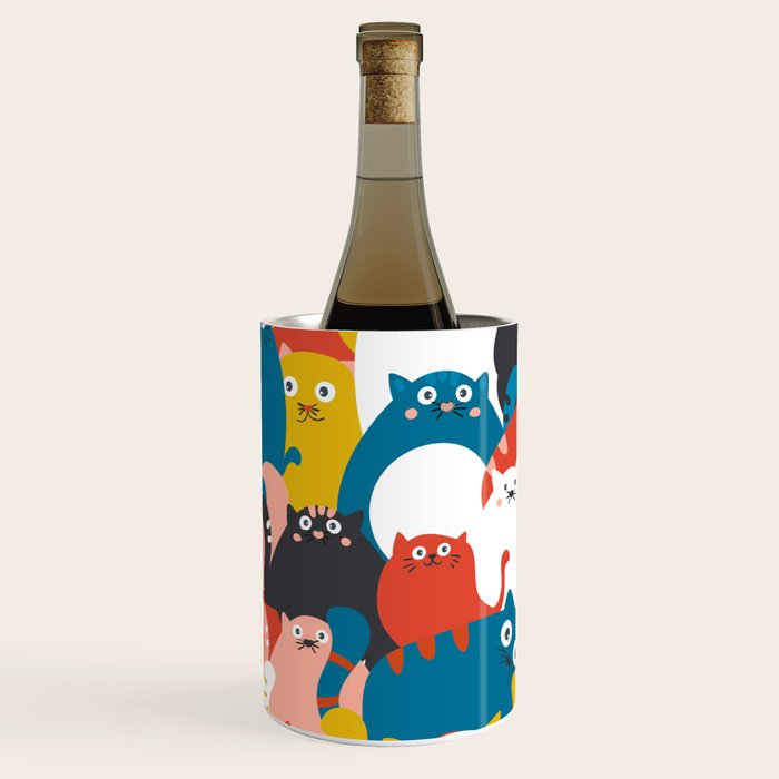 Silly Cats Crowd Pattern Wine Chiller Gallery Image 3