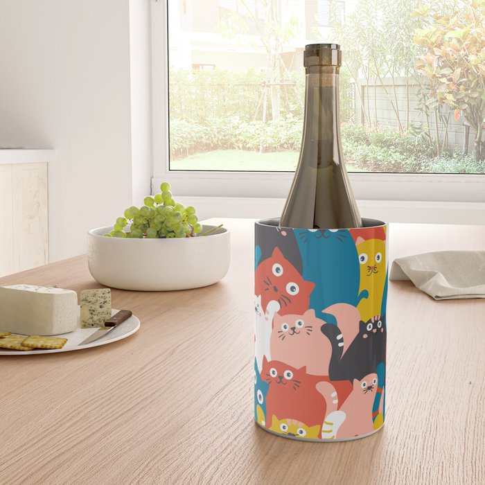 Silly Cats Crowd Pattern Wine Chiller Gallery Image 4