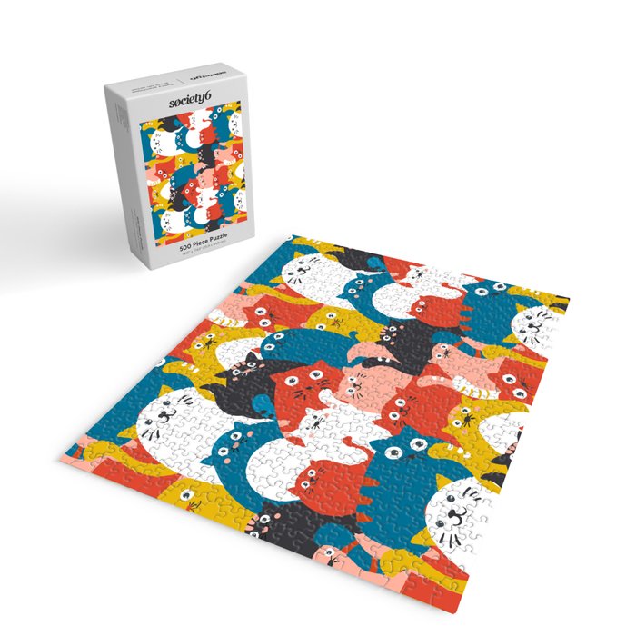 Silly Cats Crowd Pattern Jigsaw Puzzle Gallery Image 2