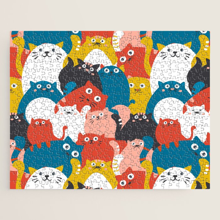Silly Cats Crowd Pattern Jigsaw Puzzle Gallery Image 1