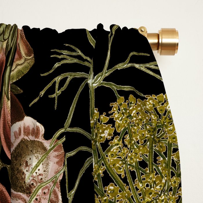 Vintage Botanical Springflowers And Herbs Midnight Garden Window Curtain Gallery Image 2