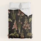 Vintage Botanical Springflowers And Herbs Midnight Garden Comforter Gallery Image 6