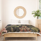 Vintage Botanical Springflowers And Herbs Midnight Garden Duvet Cover Gallery Image 3