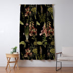 Vintage Botanical Springflowers And Herbs Midnight Garden Window Curtain Gallery Image 5