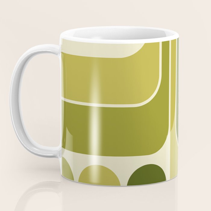 Mid Century Modern Decoration 663 Olive Green and Beige Coffee Mug Gallery Image 3