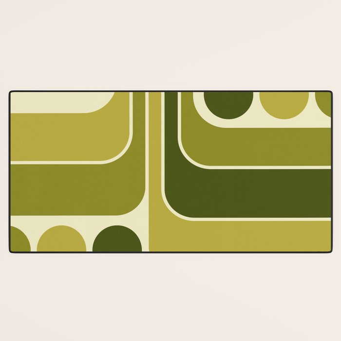Mid Century Modern Decoration 663 Olive Green and Beige Desk Mat Gallery Image 3
